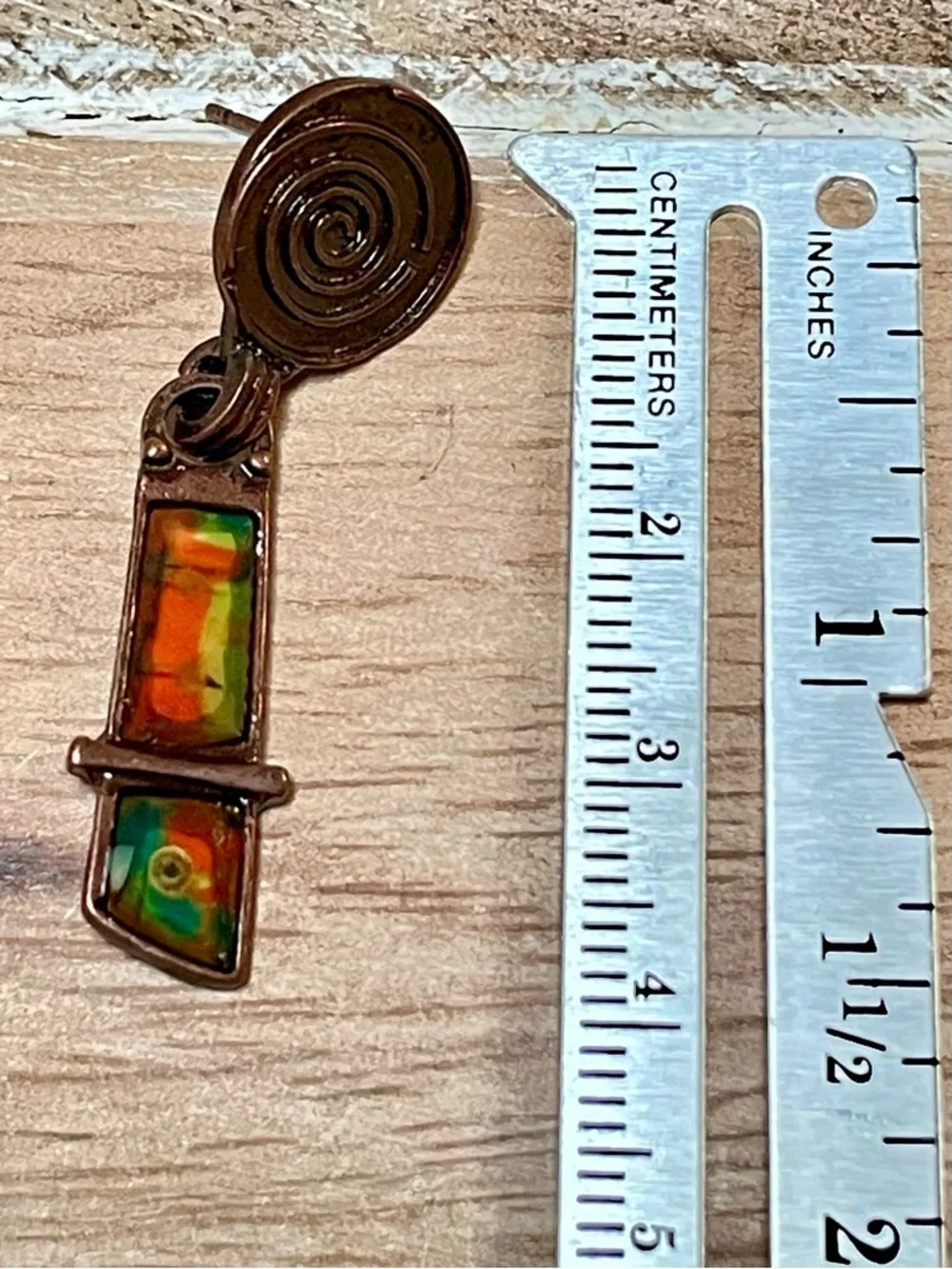 Multicolor Enamel Drop Earrings - Copper Tone